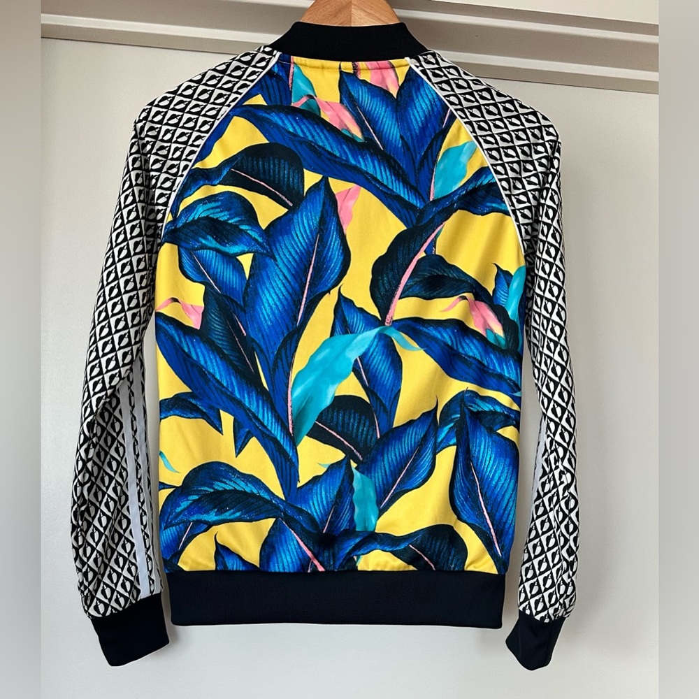 adidas Originals x Farm Rio Passinho Blue/Yellow Big Leaf Track Jacket. Size XS - Picture 7 of 16